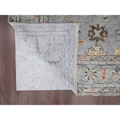 Oushak And Peshawar Wool Hand Knotted Rug Grey Sage Green  14.0X17.9 -O084129