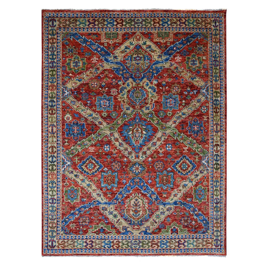 Heriz Wool Hand Knotted Rug Red Yellow 8.0X9.10 -O084139