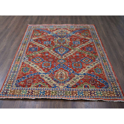 Heriz Wool Hand Knotted Rug Red Yellow 8.0X9.10 -O084139