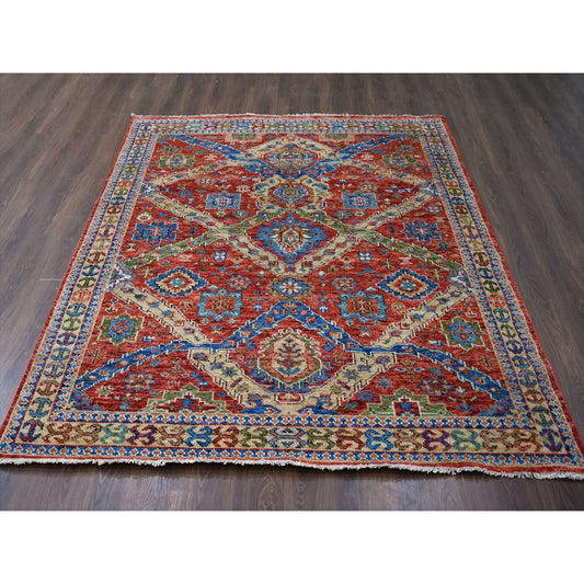 Heriz Wool Hand Knotted Rug Red Yellow 8.0X9.10 -O084139