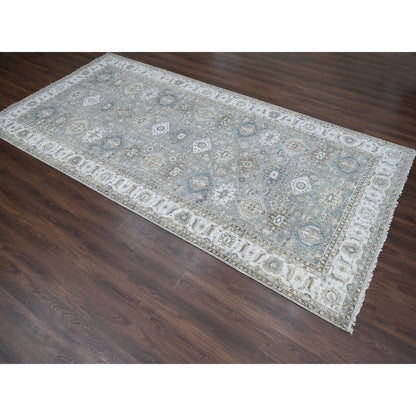 Heriz Wool Hand Knotted Rug Grey Ivory 8.2X16.3 -O084162