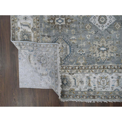 Heriz Wool Hand Knotted Rug Grey Ivory 8.2X16.3 -O084162