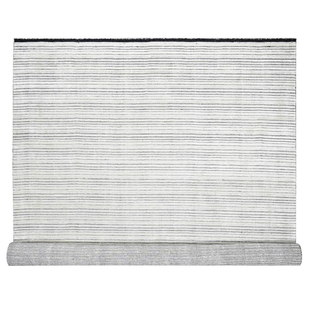 Ivory 12'1" x 15'1" Modern and Contemporary Handloom Wool/Silk Rug - Sku: O084168
