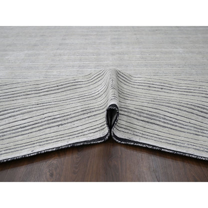 Modern and Contemporary Wool & Silk Hand Loomed Rug Ivory No Border 12.1X15.1 -O084168