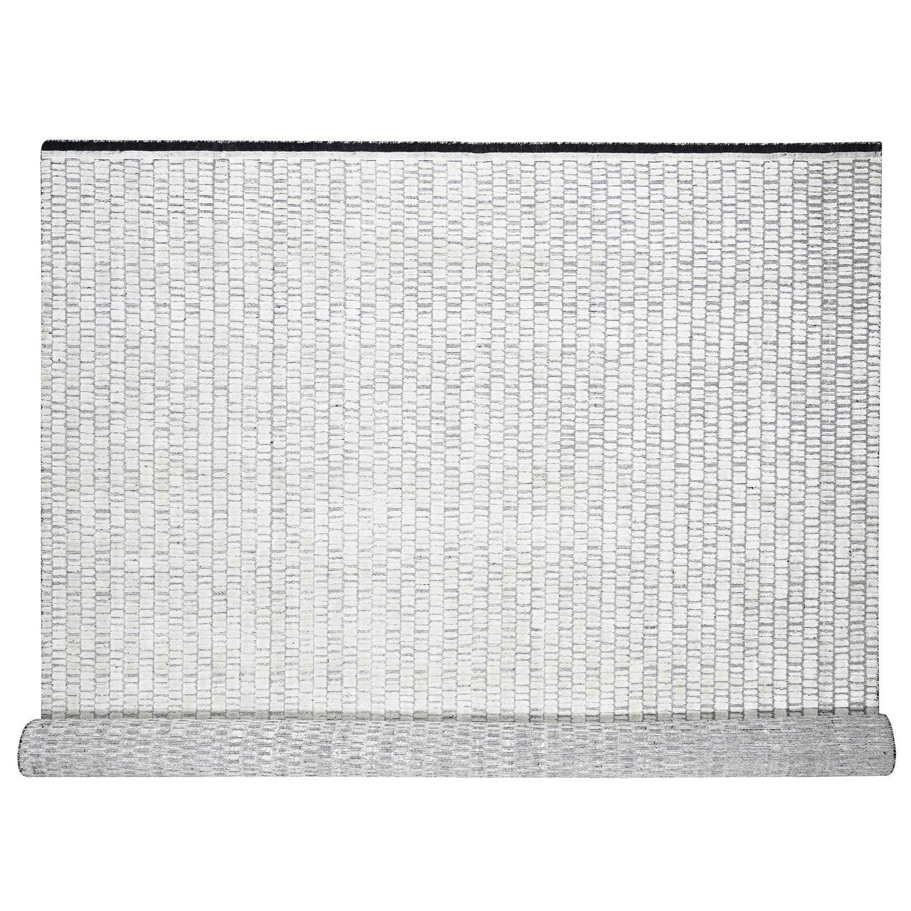 Ivory 12'4" x 15'0" Modern and Contemporary Handloom Wool/Silk Rug - Sku: O084170