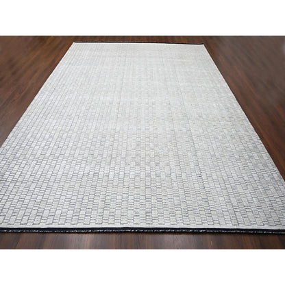 Modern and Contemporary Wool & Silk Hand Loomed Rug Ivory No Border 12.4X15.0 -O084170
