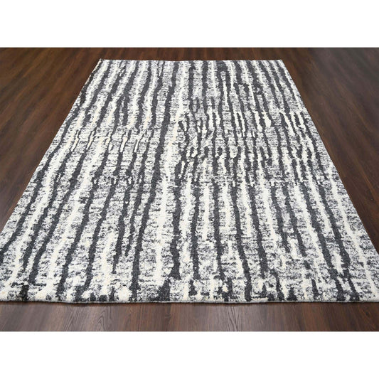 Modern and Contemporary Wool Hand Knotted Rug Black No Border 9.1X11.8 -O084180