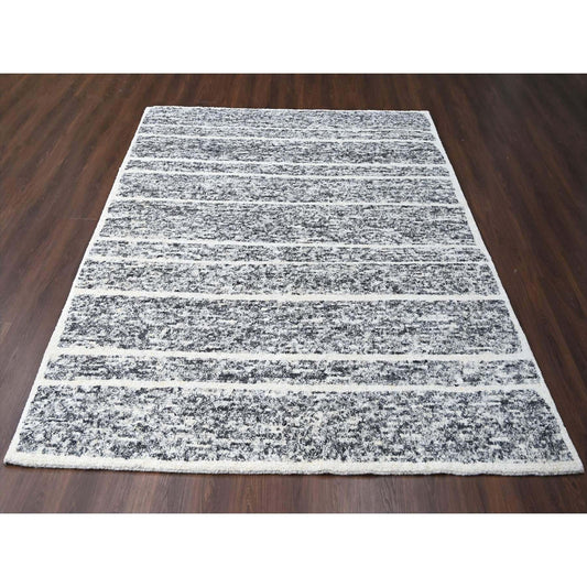 Modern and Contemporary Wool Hand Knotted Rug Black No Border 8.2X9.10 -O084181