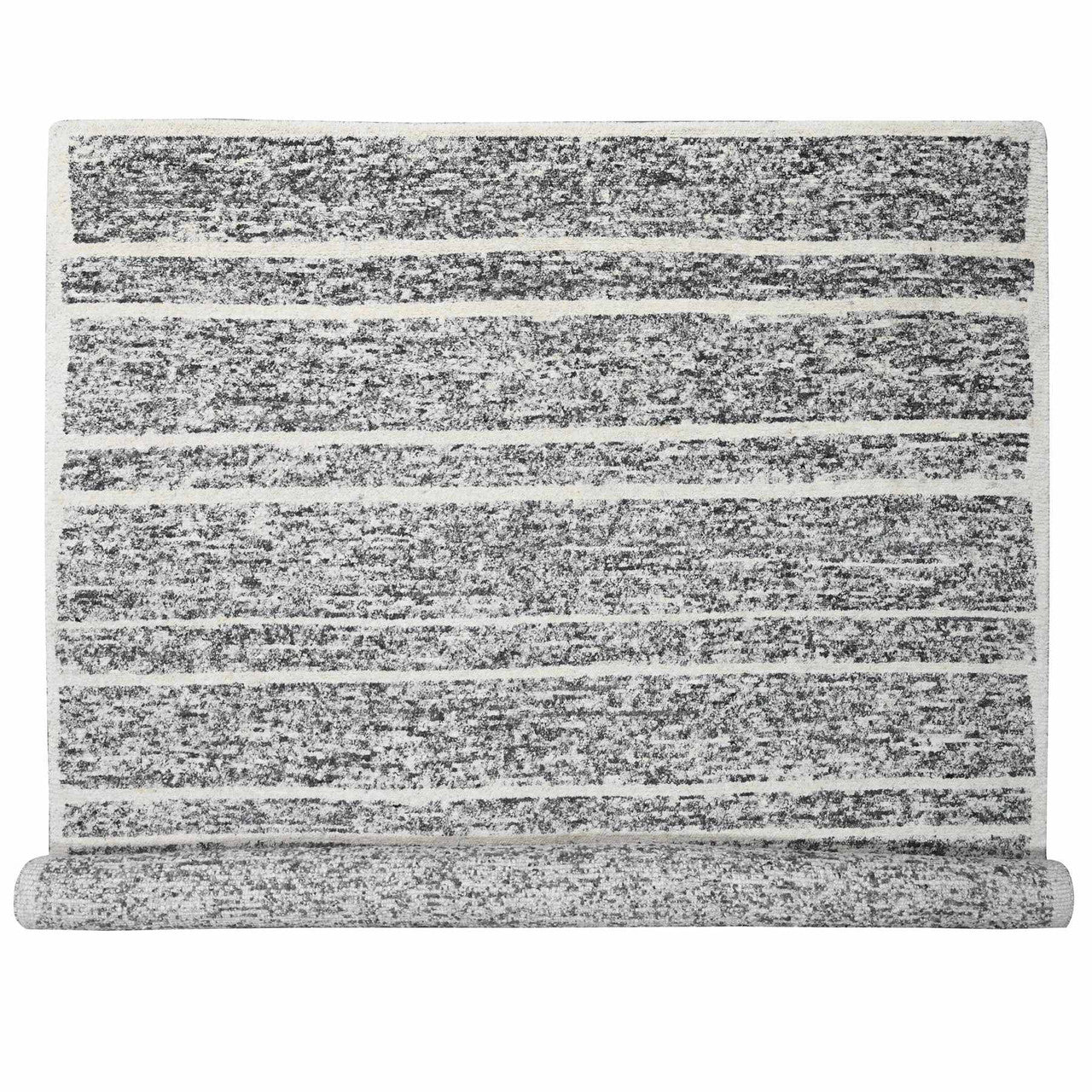 Modern and Contemporary Wool Hand Knotted Rug Black No Border 10.3X14.1 -O084183