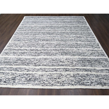 Modern and Contemporary Wool Hand Knotted Rug Black No Border 10.3X14.1 -O084183