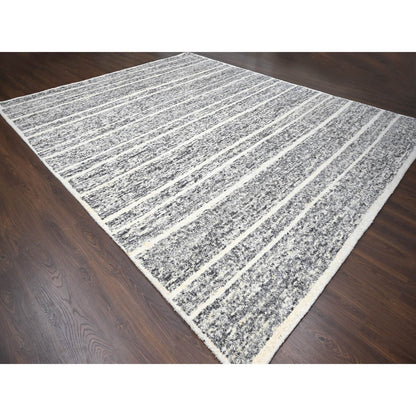Modern and Contemporary Wool Hand Knotted Rug Black No Border 12.0X14.9 -O084184