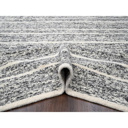 Modern and Contemporary Wool Hand Knotted Rug Black No Border 12.0X14.9 -O084184