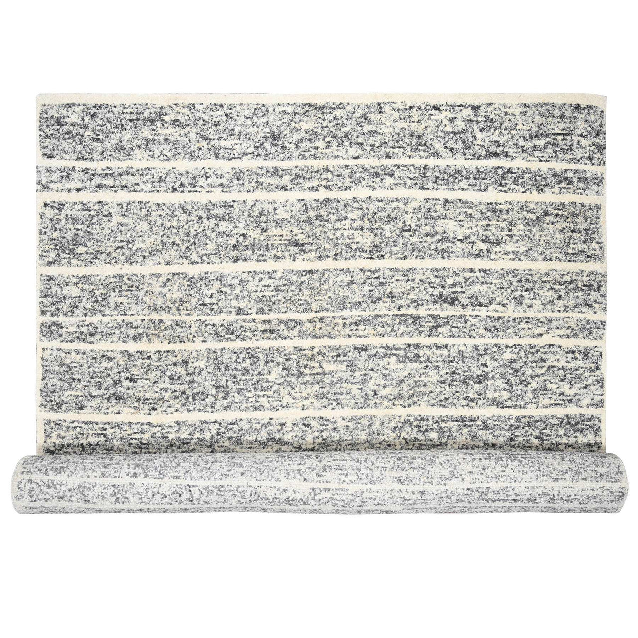 Black 12'4" x 18'0" Modern and Contemporary Hand knotted Wool Rug - Sku: O084185