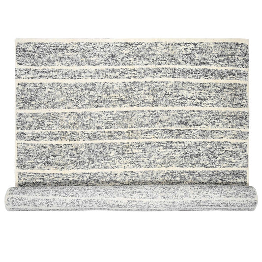 Modern and Contemporary Wool Hand Knotted Rug Black No Border 12.4X18.0 -O084185