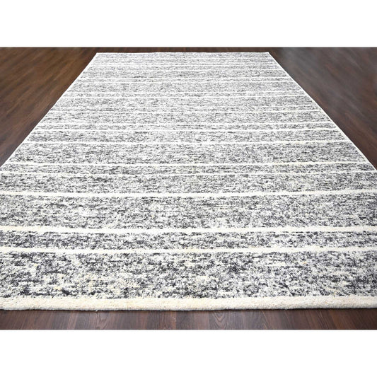 Modern and Contemporary Wool Hand Knotted Rug Black No Border 12.4X18.0 -O084185