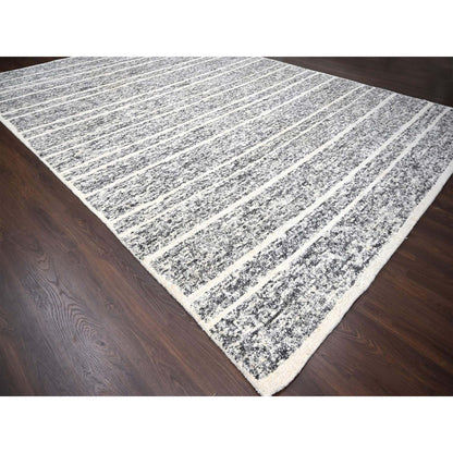 Modern and Contemporary Wool Hand Knotted Rug Black No Border 12.4X18.0 -O084185