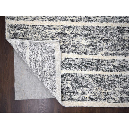 Modern and Contemporary Wool Hand Knotted Rug Black No Border 12.4X18.0 -O084185
