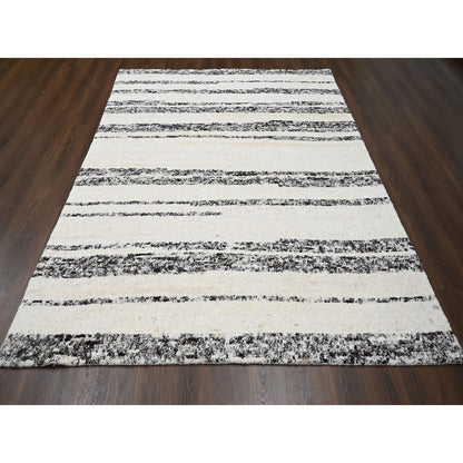 Modern and Contemporary Wool Hand Knotted Rug Ivory No Border 8.0X9.9 -O084186