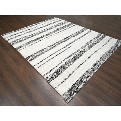Modern and Contemporary Wool Hand Knotted Rug Ivory No Border 8.0X9.9 -O084186