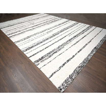 Modern and Contemporary Wool Hand Knotted Rug Ivory No Border 12.0X17.9 -O084190