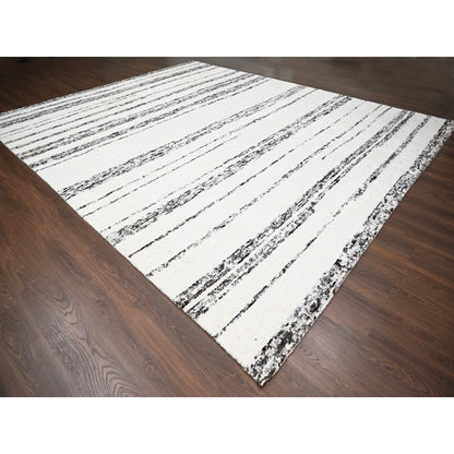 Modern and Contemporary Wool Hand Knotted Rug Ivory No Border 12.2X14.9 -O084191