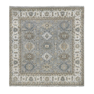 Heriz Wool Hand Knotted Rug Grey Ivory 8.0X8.0 -O084205