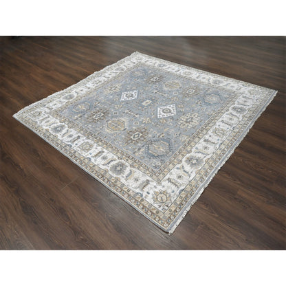 Heriz Wool Hand Knotted Rug Grey Ivory 8.0X8.0 -O084205