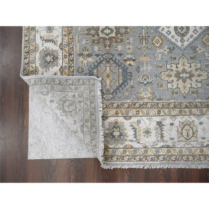 Heriz Wool Hand Knotted Rug Grey Ivory 8.0X8.0 -O084205