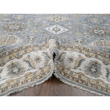 Heriz Wool Hand Knotted Rug Grey Ivory 8.0X8.0 -O084205