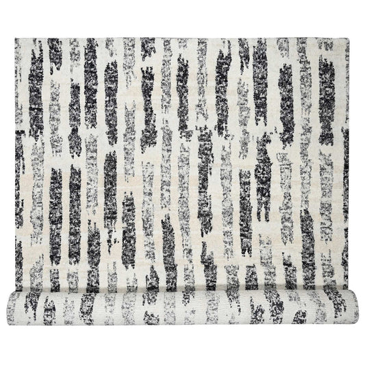 Modern and Contemporary Wool Hand Knotted Rug Black No Border 12.0X14.9 -O084207