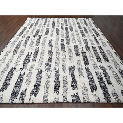 Modern and Contemporary Wool Hand Knotted Rug Black No Border 12.0X14.9 -O084207