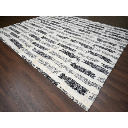 Modern and Contemporary Wool Hand Knotted Rug Black No Border 12.0X14.9 -O084207