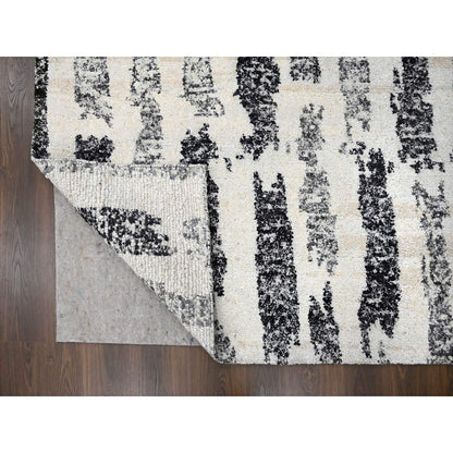 Modern and Contemporary Wool Hand Knotted Rug Black No Border 12.0X14.9 -O084207