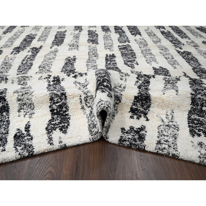 Modern and Contemporary Wool Hand Knotted Rug Black No Border 12.0X14.9 -O084207