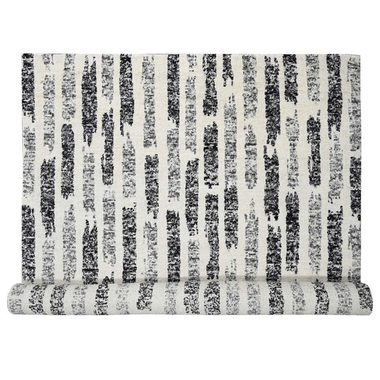 Modern and Contemporary Wool Hand Knotted Rug Black No Border 12.0X17.9 -O084208