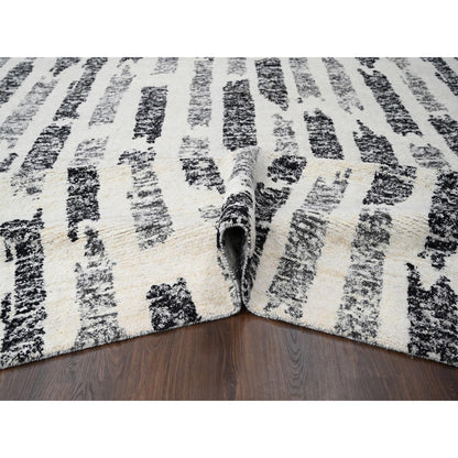 Modern and Contemporary Wool Hand Knotted Rug Black No Border 12.0X17.9 -O084208