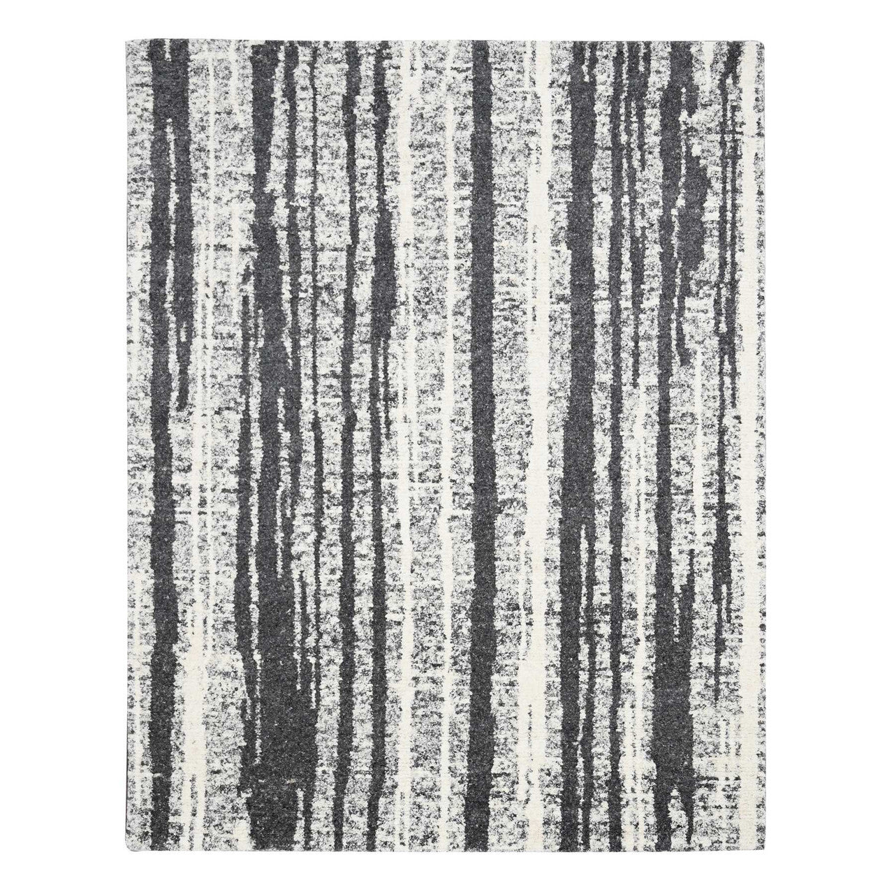 Black 8'3" x 10'0" Modern and Contemporary Hand knotted Wool Rug - Sku: O084209