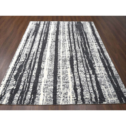 Modern and Contemporary Wool Hand Knotted Rug Black No Border 8.3X10.0 -O084209