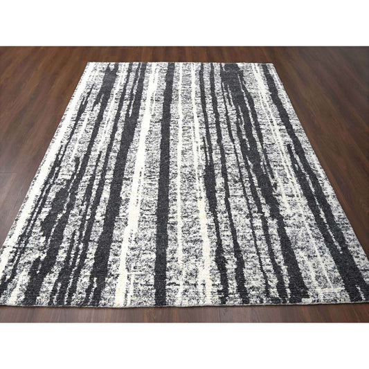 Modern and Contemporary Wool Hand Knotted Rug Black No Border 8.3X10.0 -O084209