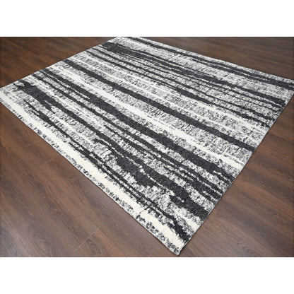 Modern and Contemporary Wool Hand Knotted Rug Black No Border 8.3X10.0 -O084209