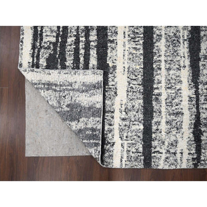 Modern and Contemporary Wool Hand Knotted Rug Black No Border 8.3X10.0 -O084209