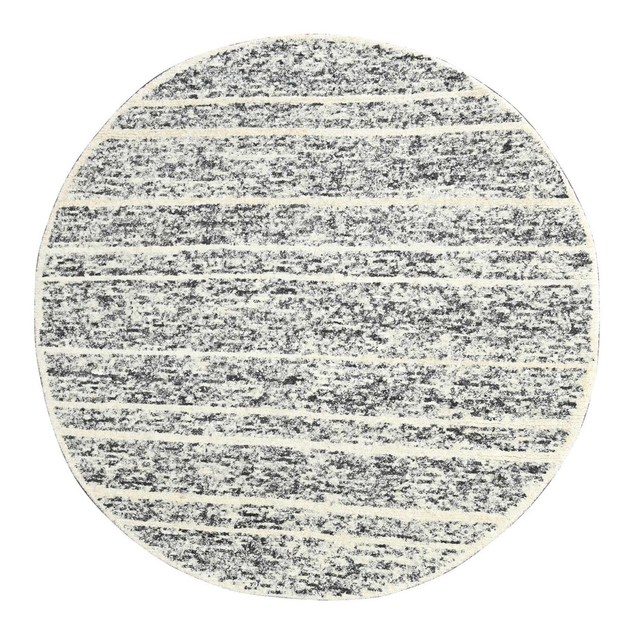 Modern and Contemporary Wool Hand Knotted Rug Black No Border 8.0X8.0 -O084214