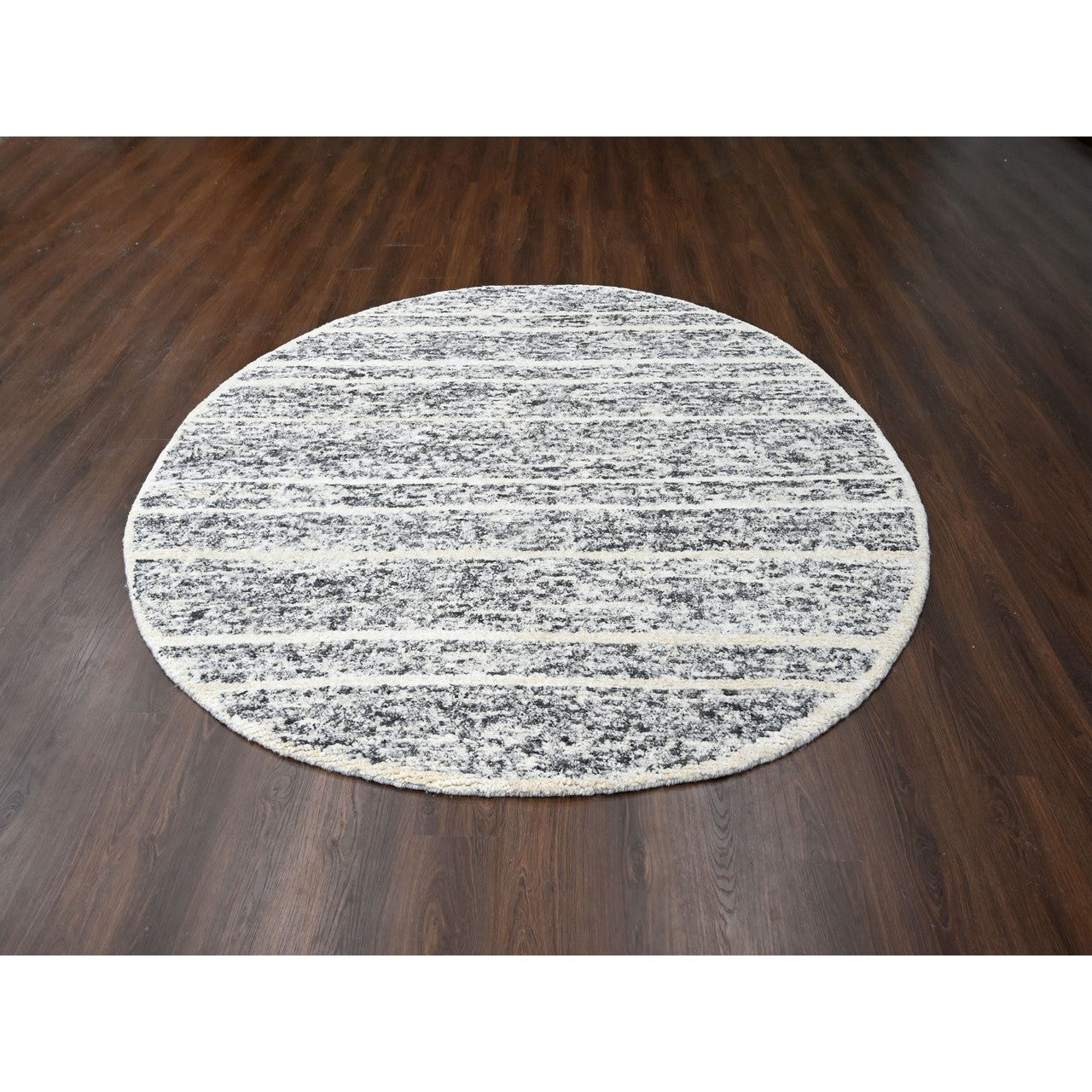 Modern and Contemporary Wool Hand Knotted Rug Black No Border 8.0X8.0 -O084214