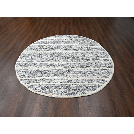 Modern and Contemporary Wool Hand Knotted Rug Black No Border 8.0X8.0 -O084214
