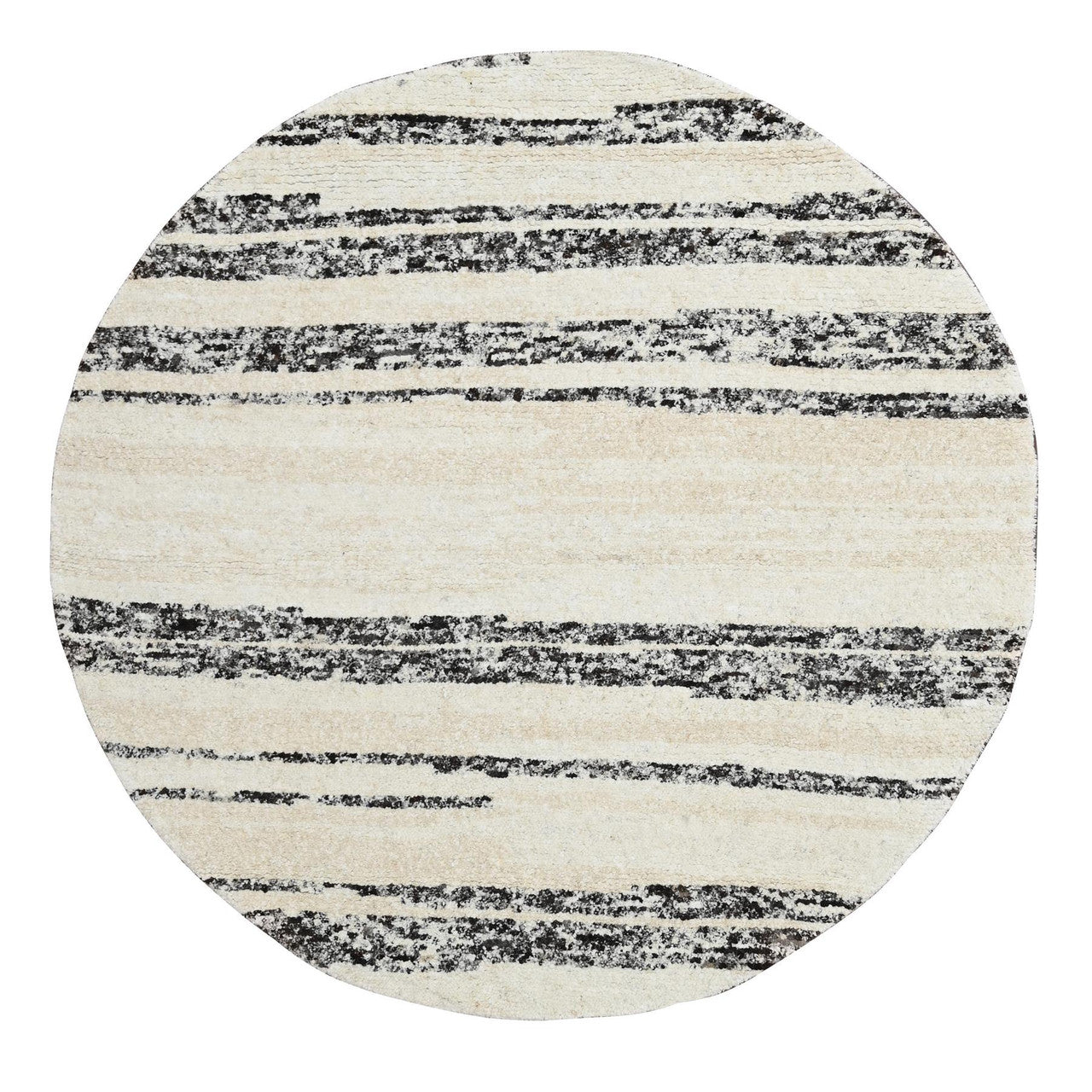 Modern and Contemporary Wool Hand Knotted Rug Ivory No Border 8.0X8.0 -O084215