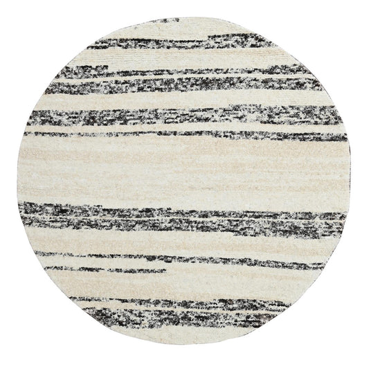 Modern and Contemporary Wool Hand Knotted Rug Ivory No Border 8.0X8.0 -O084215