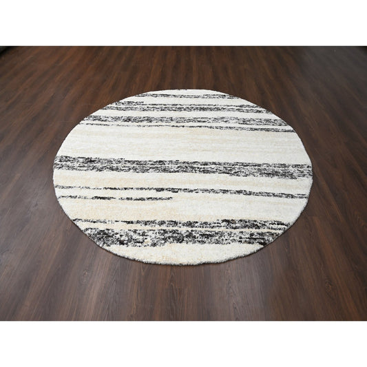 Modern and Contemporary Wool Hand Knotted Rug Ivory No Border 8.0X8.0 -O084215