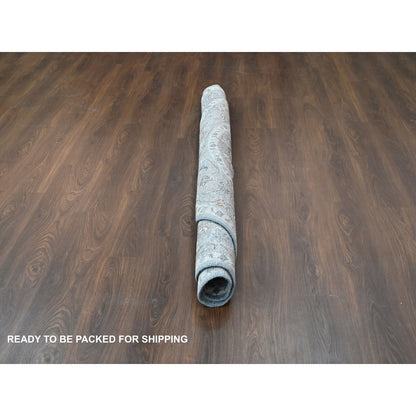 Oushak And Peshawar Wool Hand Knotted Rug Grey Gray 8.0X8.0 -O084223