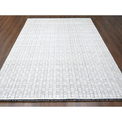 Modern and Contemporary Wool & Silk Hand Loomed Rug Ivory No Border 9.0X12.2 -O084225