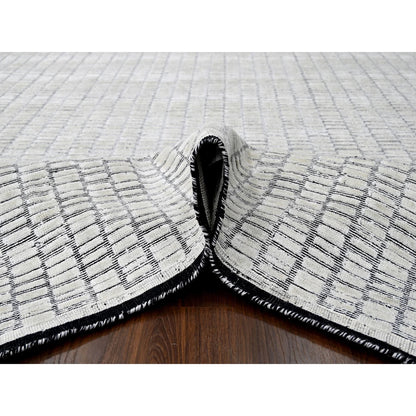 Modern and Contemporary Wool & Silk Hand Loomed Rug Ivory No Border 9.0X12.2 -O084225